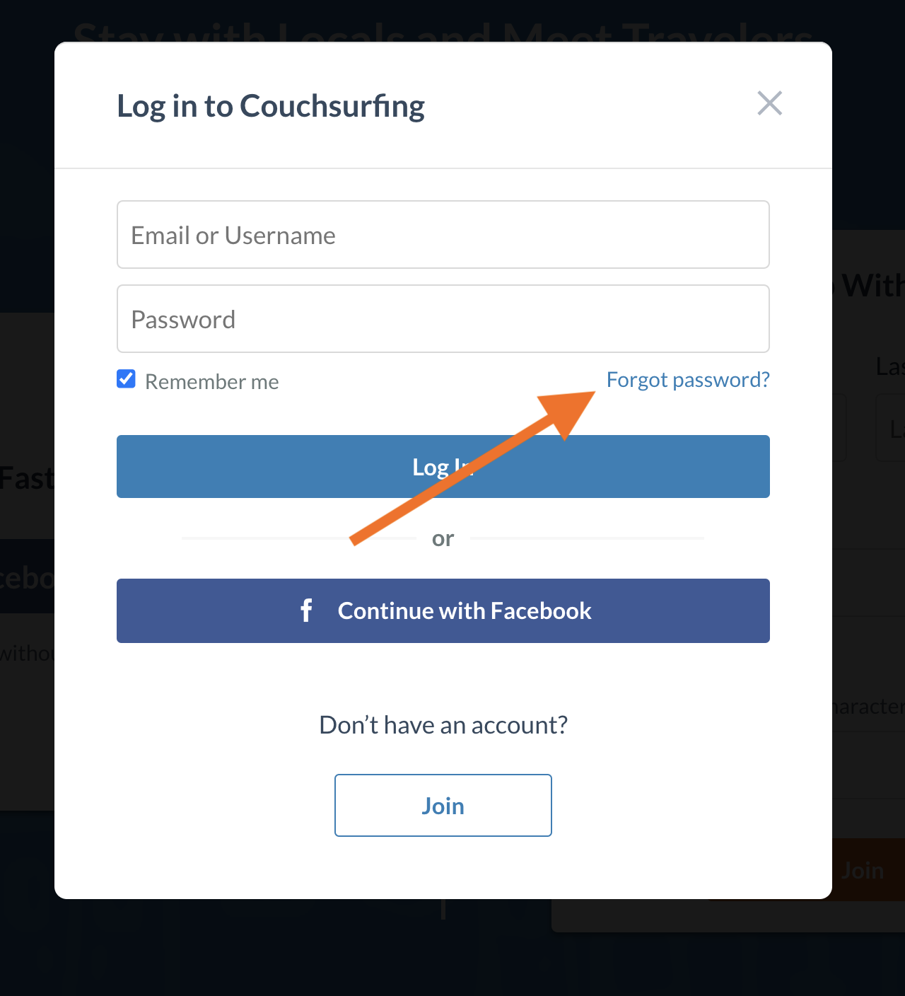 facebook app login screen